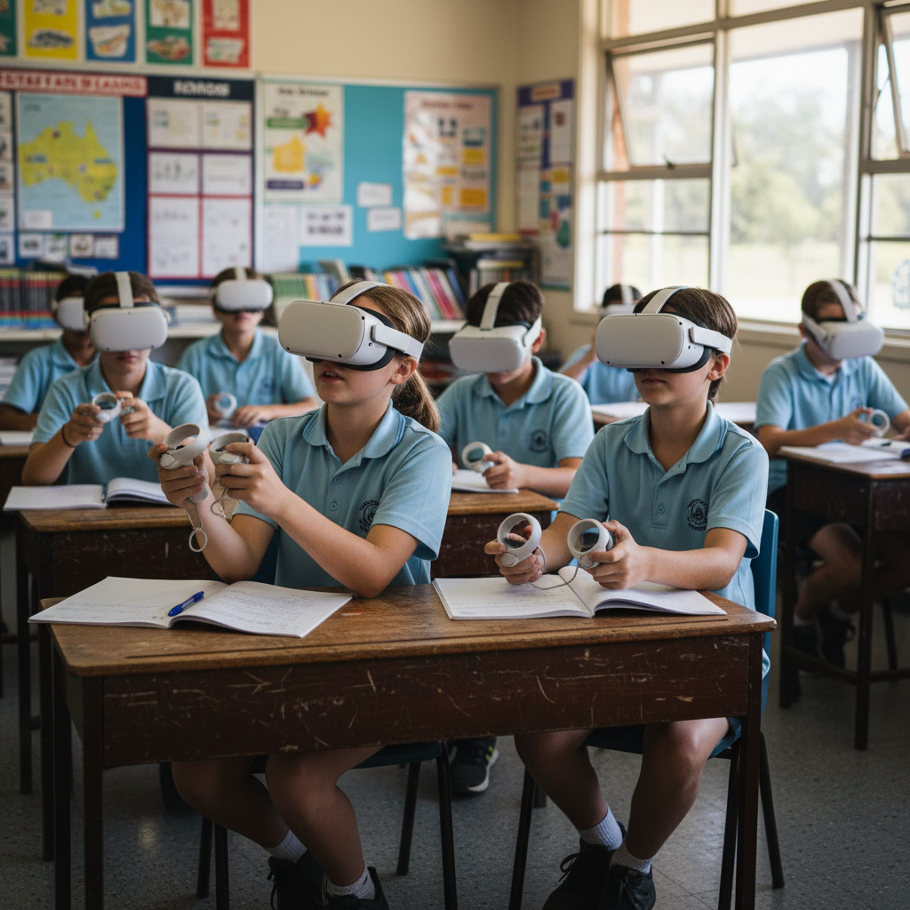Child using VR headset